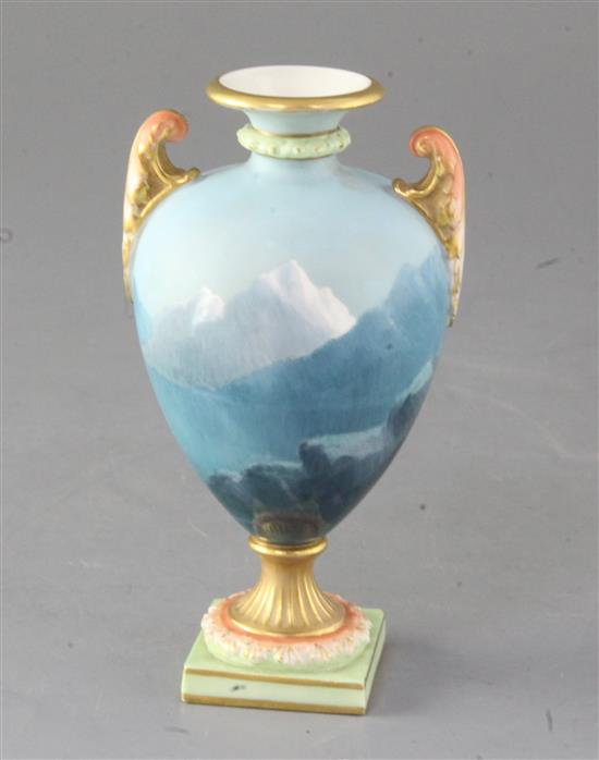 A Royal Worcester vase, painted by Harry Davis, height 14.5cm